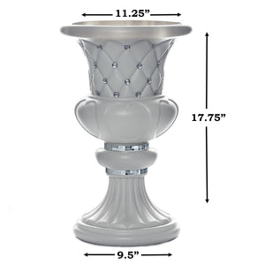 10mm Crystal Bead Studded White Wedding French Columns With Mirror Mosaic Party Event Decoration - 17.75"x 11.25" - 4PCS