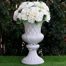 Load image into Gallery viewer, 10mm Crystal Bead Studded White Wedding French Columns With Mirror Mosaic Party Event Decoration - 17.75&quot;x 11.25&quot; - 4PCS
