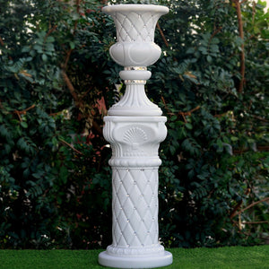 10mm Crystal Bead Studded White Wedding French Columns With Mirror Mosaic Party Event Decoration - 17.75"x 11.25" - 4PCS