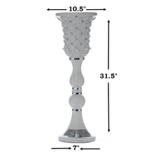 Load image into Gallery viewer, 10mm Crystal Bead Studded White Wedding French Columns With Mirror Mosaic Party Event Decoration - 31.5&quot;x10.5&quot; - 4PCS
