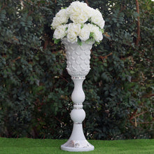 Load image into Gallery viewer, 10mm Crystal Bead Studded White Wedding French Columns With Mirror Mosaic Party Event Decoration - 31.5&quot;x10.5&quot; - 4PCS
