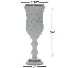 Load image into Gallery viewer, 10mm Crystal Bead Studded White Wedding French Columns With Mirror Mosaic Party Event Decoration - 24&quot;x8.75&quot; - 6PCS
