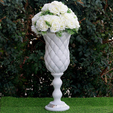 Load image into Gallery viewer, 10mm Crystal Bead Studded White Wedding French Columns With Mirror Mosaic Party Event Decoration - 24&quot;x8.75&quot; - 6PCS
