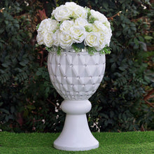Load image into Gallery viewer, 10mm Crystal Bead Studded White Wedding French Columns With Mirror Mosaic Party Event Decoration - 21&quot;x9.5&quot; - 4PCS
