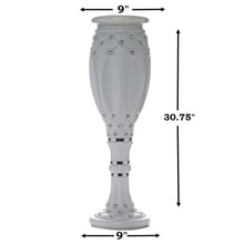 Load image into Gallery viewer, 10mm Crystal Bead Studded White Wedding French Columns With Mirror Mosaic Party Event Decoration - 30.75&quot;x9&quot; - 4PCS
