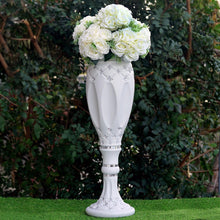 Load image into Gallery viewer, 10mm Crystal Bead Studded White Wedding French Columns With Mirror Mosaic Party Event Decoration - 30.75&quot;x9&quot; - 4PCS
