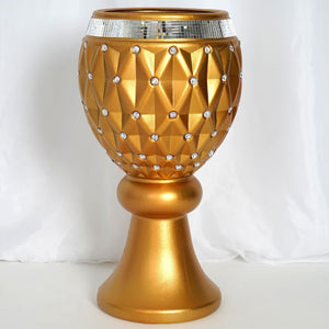 21" Tall Crystal Beaded Gold Wedding French Columns With Mirror Mosaic Party Event Decoration - 4PCS