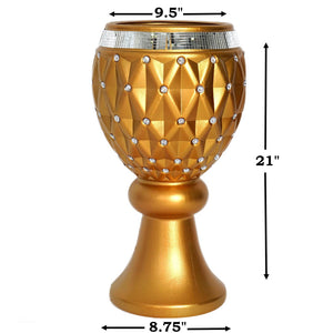 21" Tall Crystal Beaded Gold Wedding French Columns With Mirror Mosaic Party Event Decoration - 4PCS