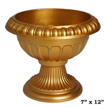 Load image into Gallery viewer, 11&quot; Tall Gold Roman Inspired Crafted Wedding Party All Weather Flower Pot - 12 PCS
