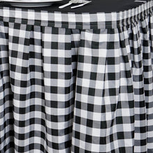 Load image into Gallery viewer, 17FT Perfect Picnic Inspired White/Black Checkered Polyester Table Skirt For Wedding Party Event
