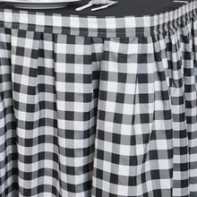 Load image into Gallery viewer, 21FT Perfect Picnic Inspired White/Black Checkered Polyester Table Skirt For Wedding Party Event
